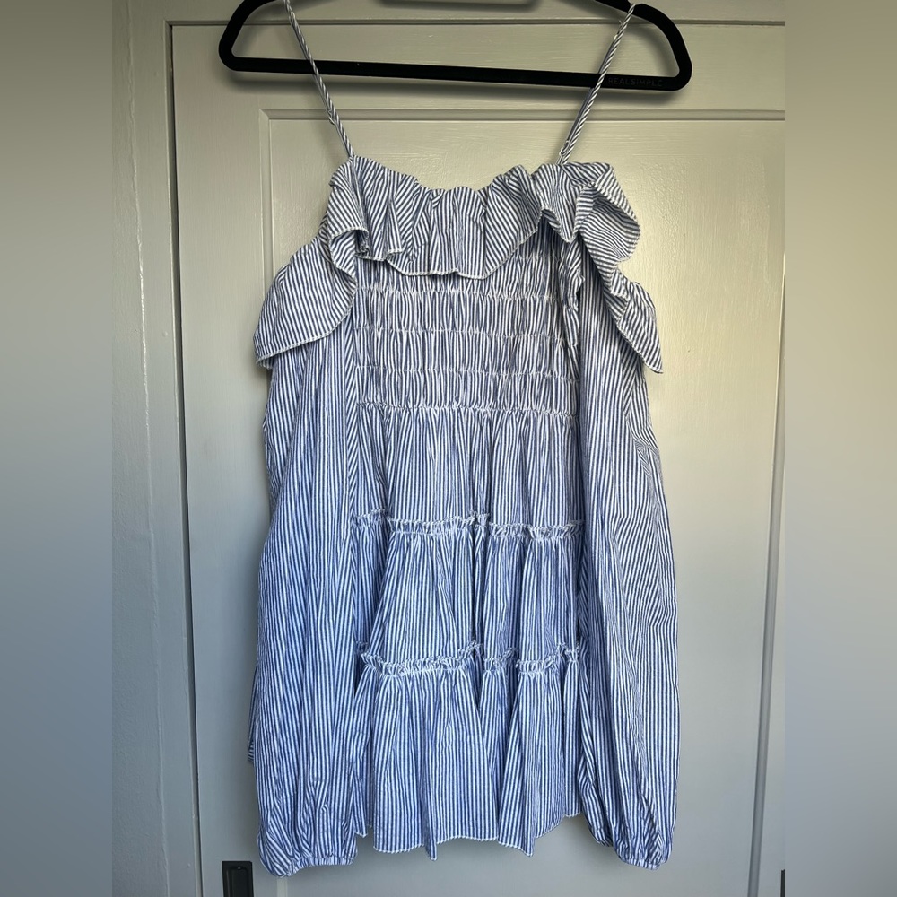 Choosy blue and white seersucker mini dress